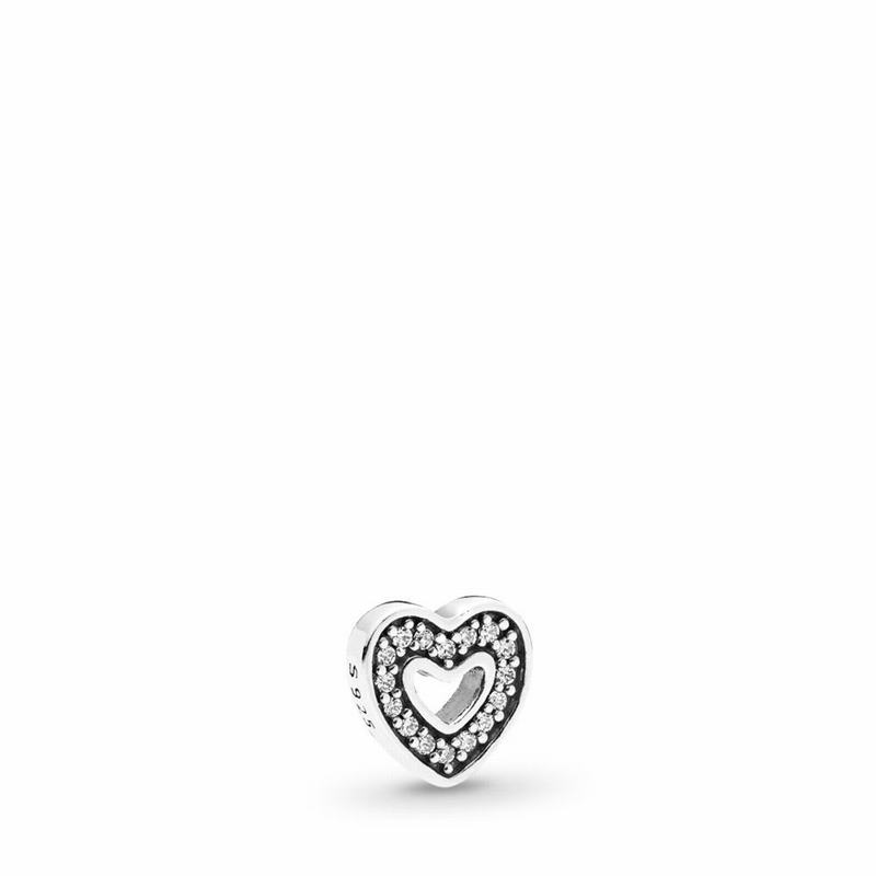 Pandora Captured Heart Petite Locket Charm Ireland - Sterling Silver/Cubic Zirconia - 421359DQS